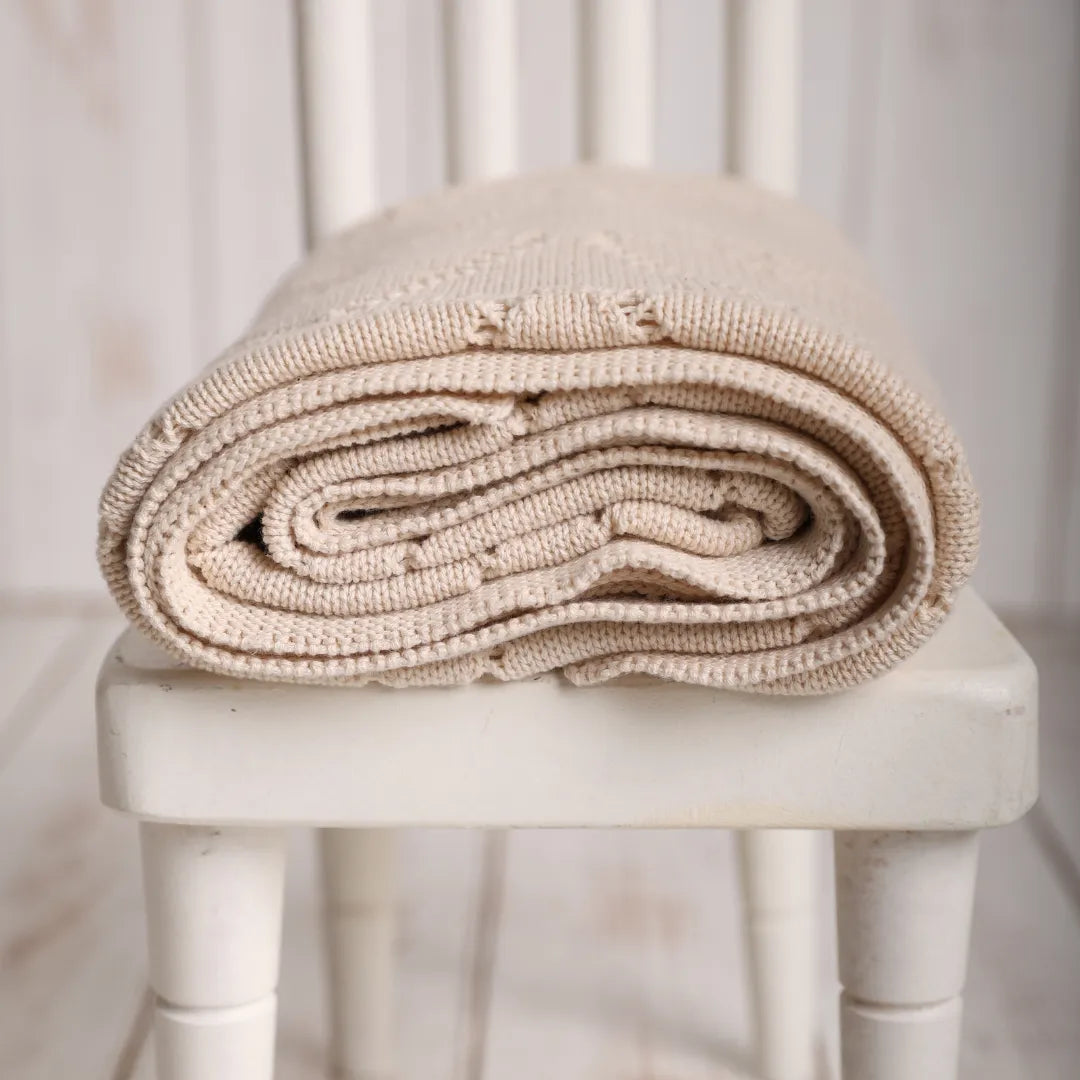 %100 Organik Pamuk Hipoalerjenik Kalp Desenli Bebek Battaniyesi