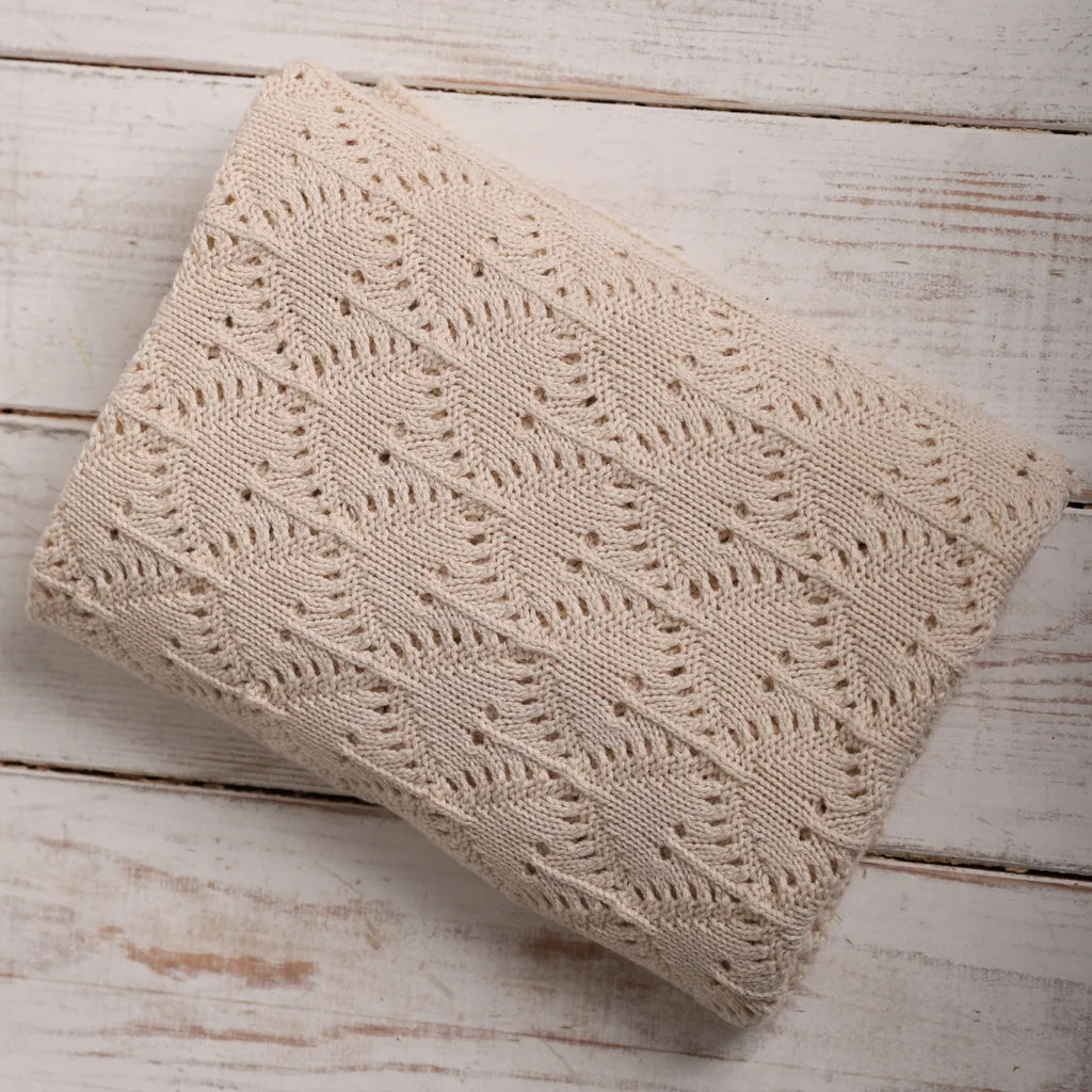 %100 Organik Pamuk Hipoalerjenik Ajur Desenli Bebek Battaniyesi