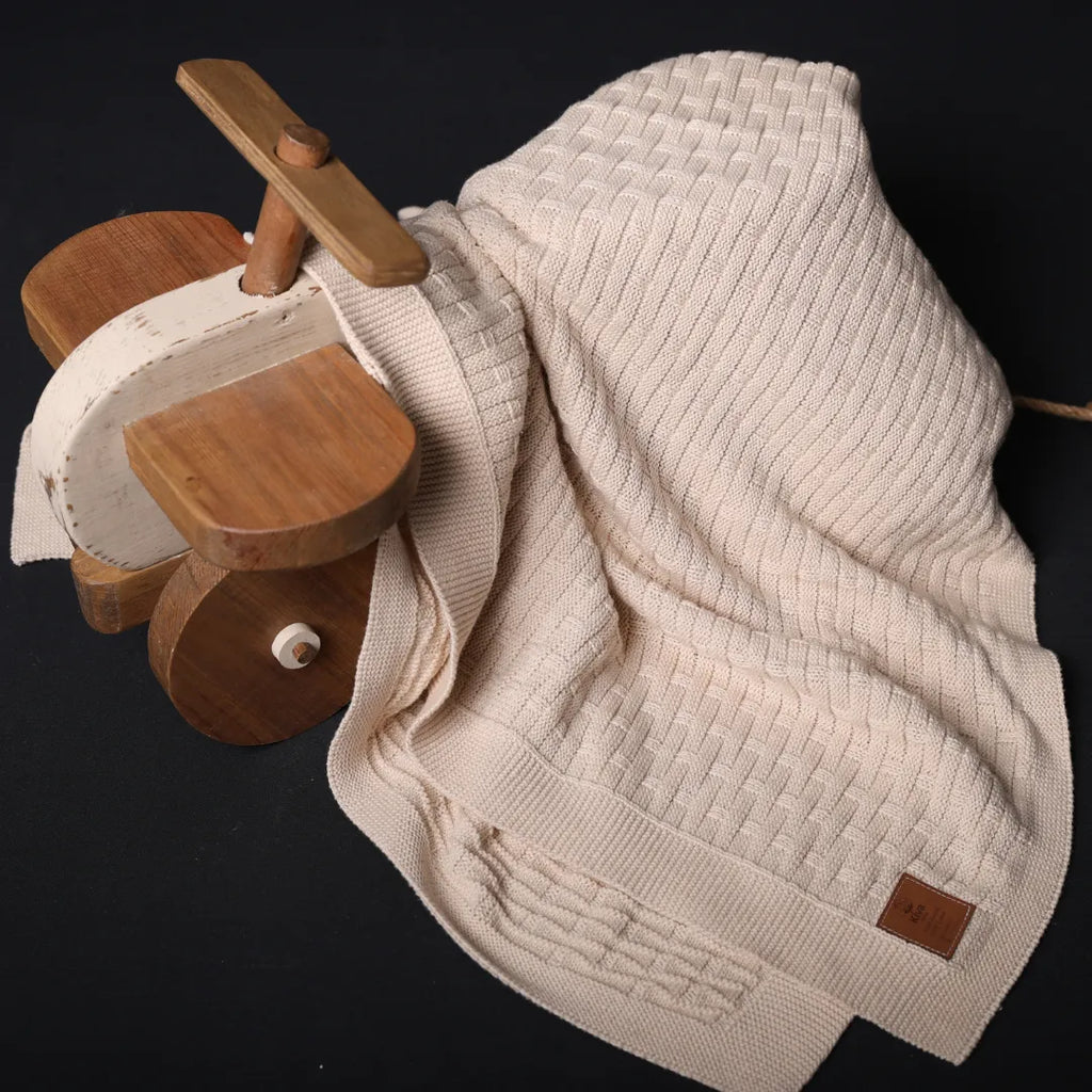 %100 Organik Pamuk Hipoalerjenik Tuğla Desenli Bebek Battaniyesi