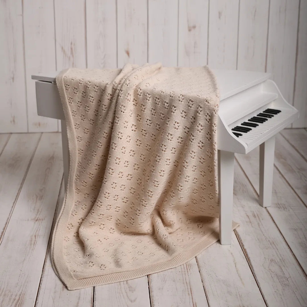 %100 Organik Pamuk Hipoalerjenik Nokta Desenli Bebek Battaniyesi