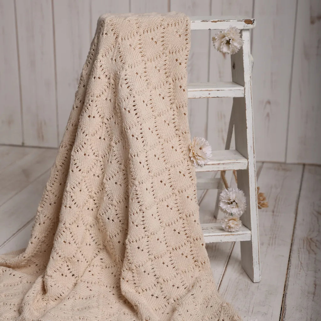 %100 Organik Pamuk Hipoalerjenik Ajur Desenli Bebek Battaniyesi