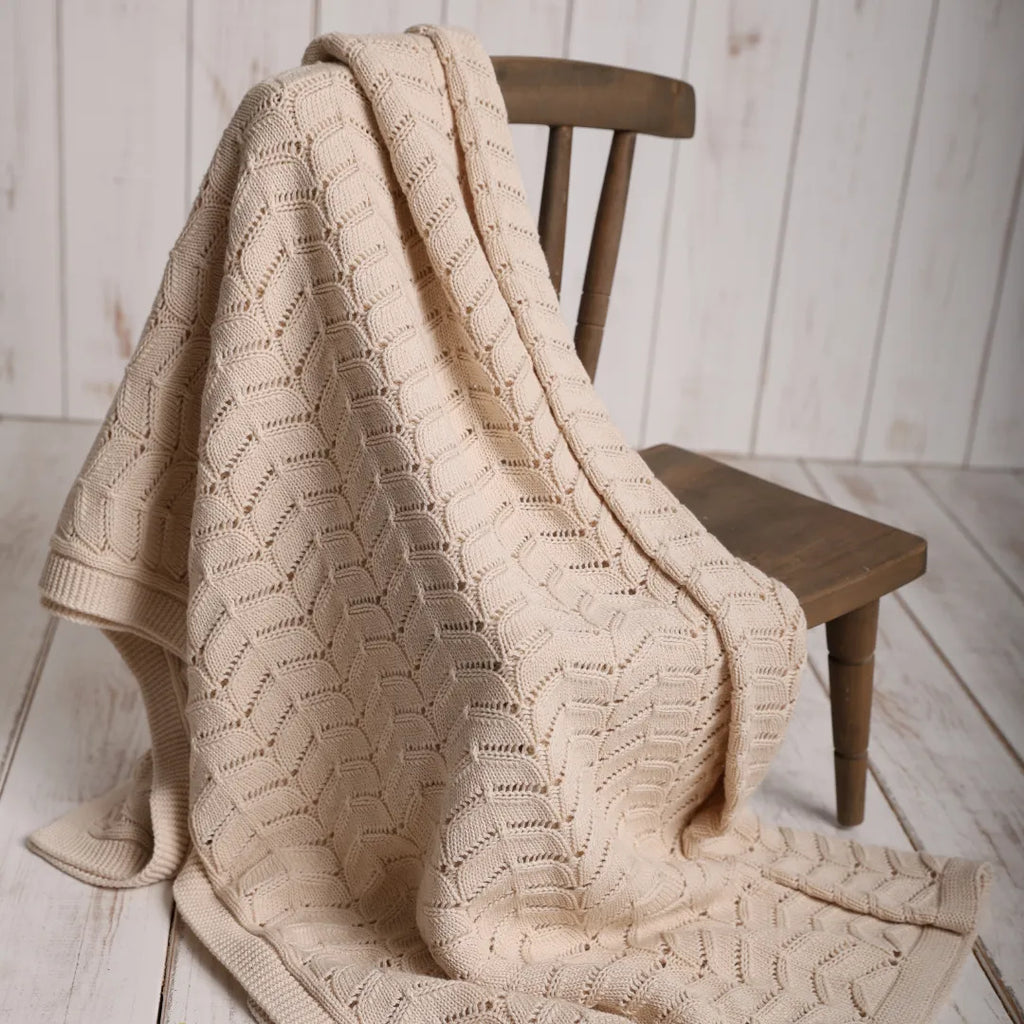 %100 Organik Pamuk Hipoalerjenik Çizgi Desenli Bebek Battaniyesi