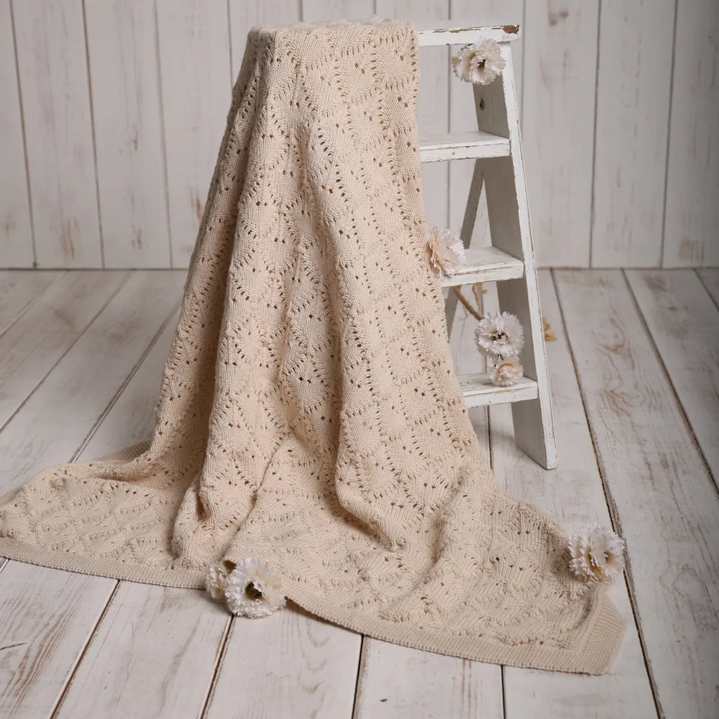 %100 Organik Pamuk Hipoalerjenik Ajur Desenli Bebek Battaniyesi