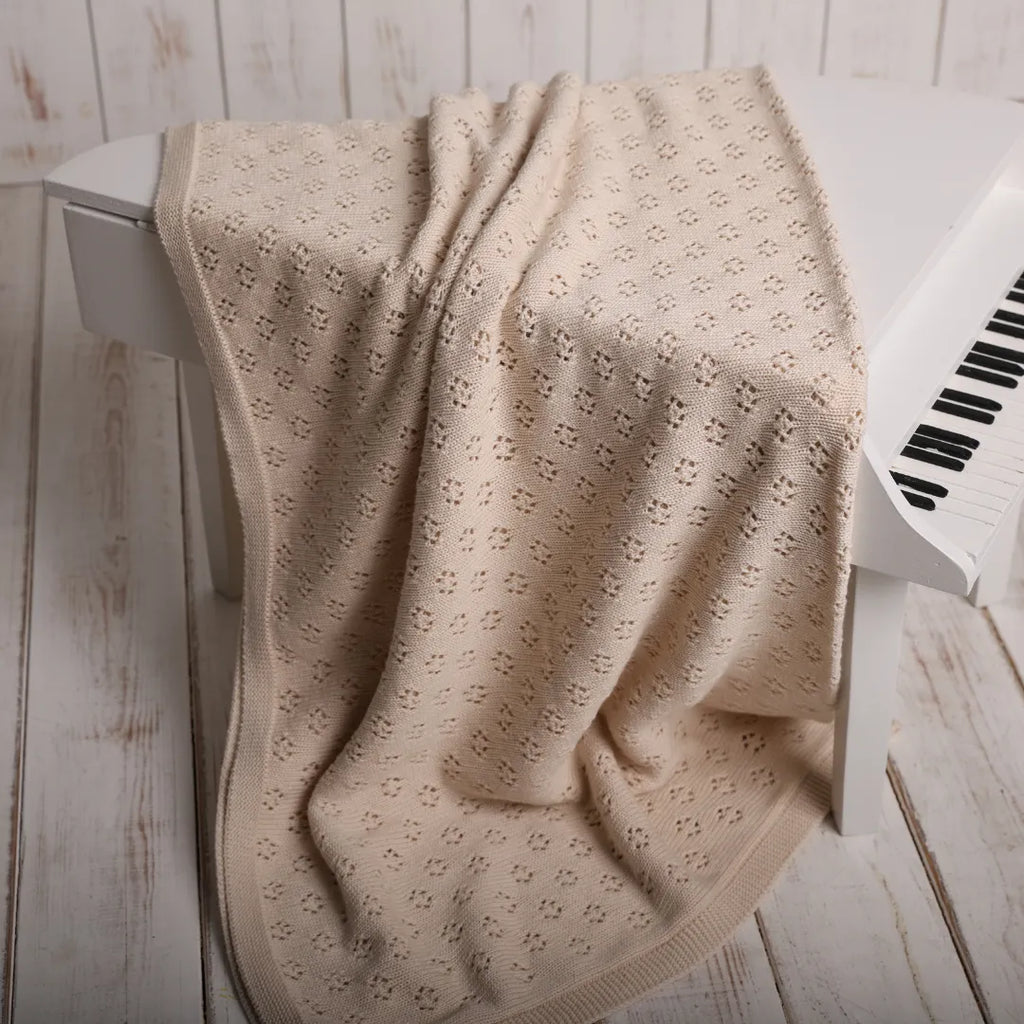 %100 Organik Pamuk Hipoalerjenik Nokta Desenli Bebek Battaniyesi