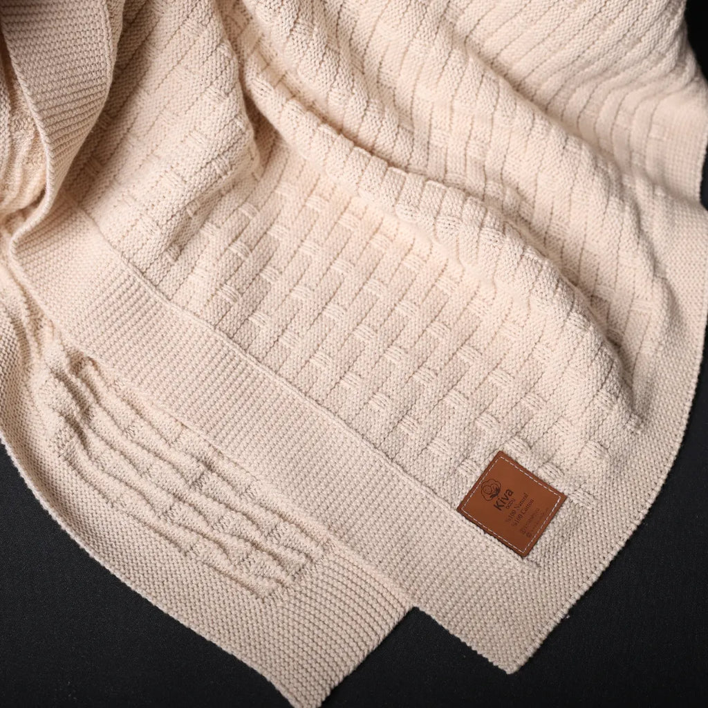 %100 Organik Pamuk Hipoalerjenik Tuğla Desenli Bebek Battaniyesi