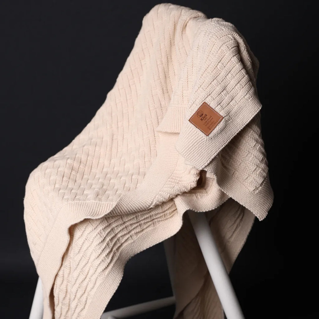 %100 Organik Pamuk Hipoalerjenik Tuğla Desenli Bebek Battaniyesi