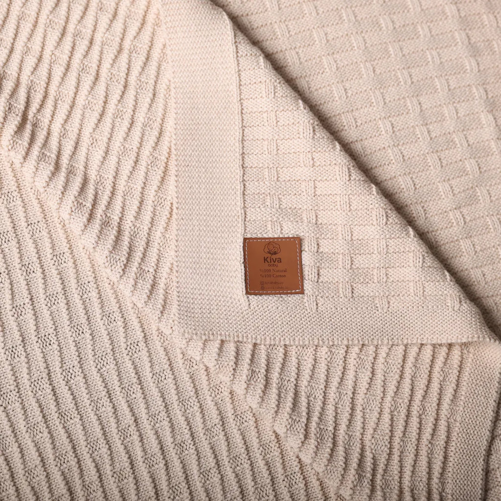 %100 Organik Pamuk Hipoalerjenik Tuğla Desenli Bebek Battaniyesi