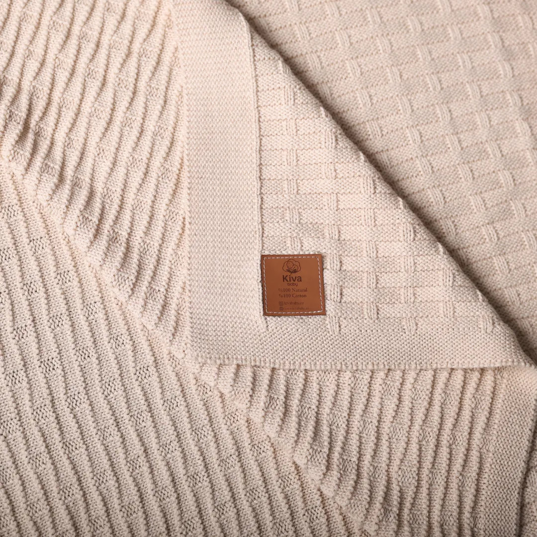 %100 Organik Pamuk Hipoalerjenik Tuğla Desenli Bebek Battaniyesi