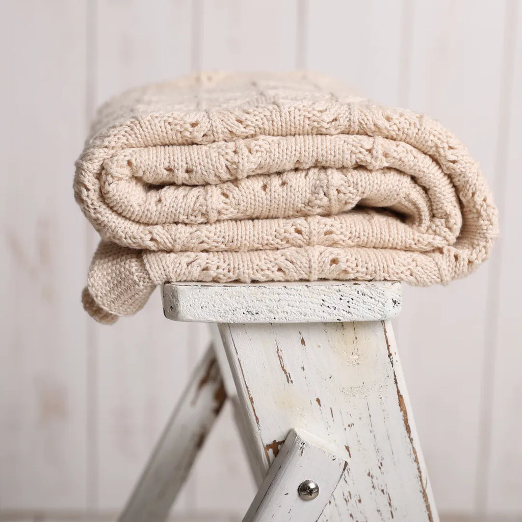 %100 Organik Pamuk Hipoalerjenik Ajur Desenli Bebek Battaniyesi