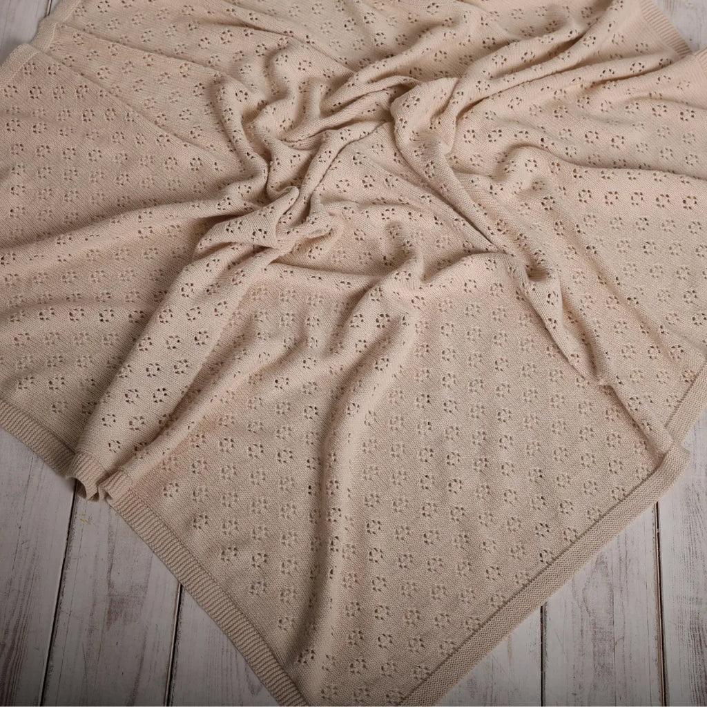 %100 Organik Pamuk Hipoalerjenik Nokta Desenli Bebek Battaniyesi