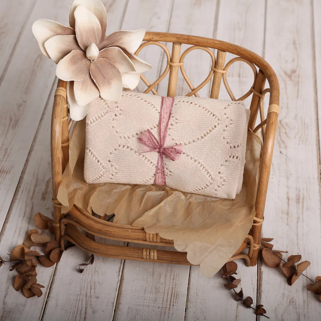 %100 Organik Pamuk Hipoalerjenik Kalp Desenli Bebek Battaniyesi