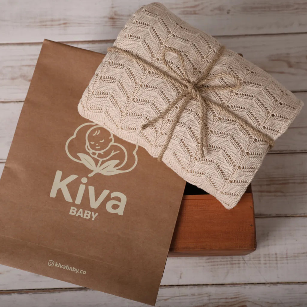 %100 Organik Pamuk Hipoalerjenik Çizgi Desenli Bebek Battaniyesi