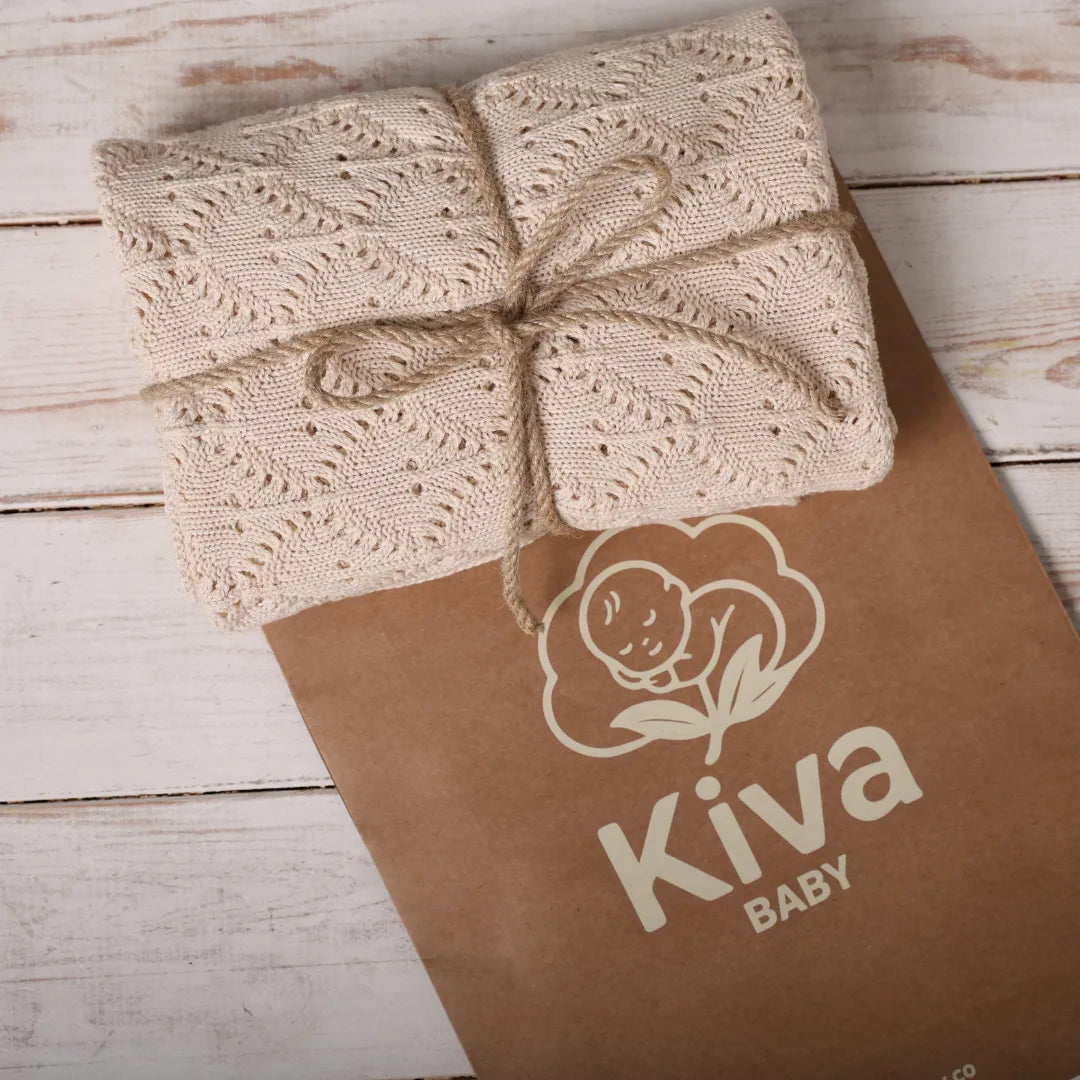 %100 Organik Pamuk Hipoalerjenik Ajur Desenli Bebek Battaniyesi