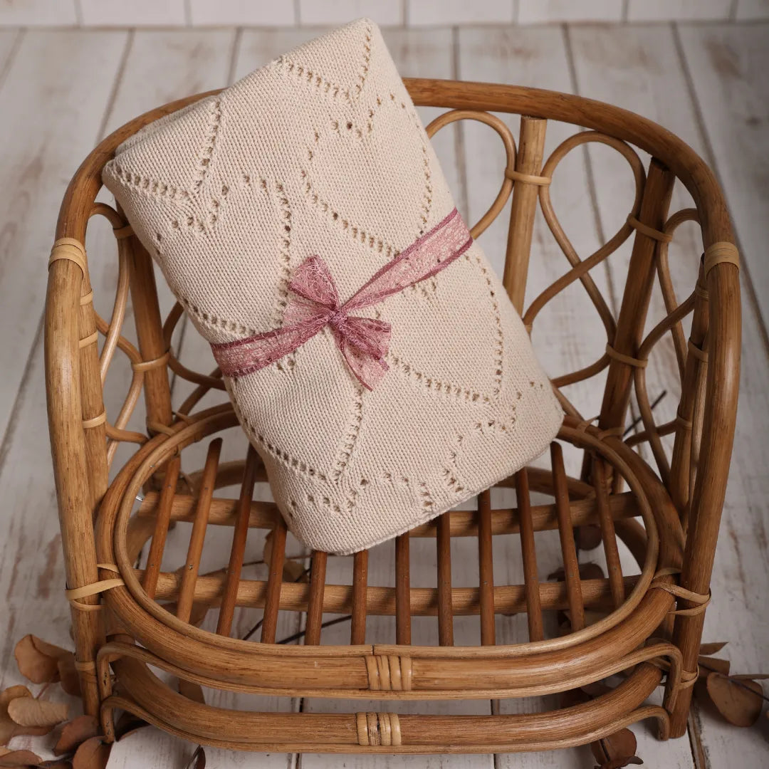 %100 Organik Pamuk Hipoalerjenik Kalp Desenli Bebek Battaniyesi