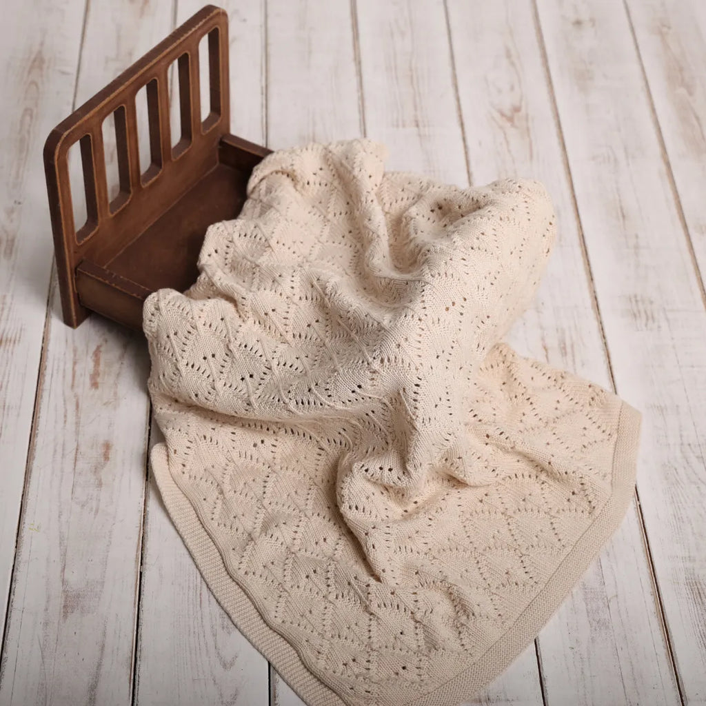 %100 Organik Pamuk Hipoalerjenik Ajur Desenli Bebek Battaniyesi